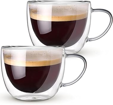 Hlukana Double Walled Glass Coffee Mugs