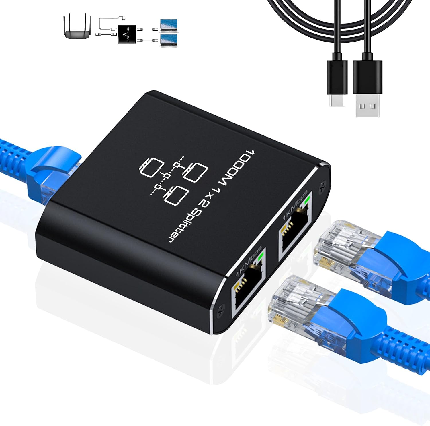 LIEZHUA Gigabit Ethernet Splitter 1 to 2