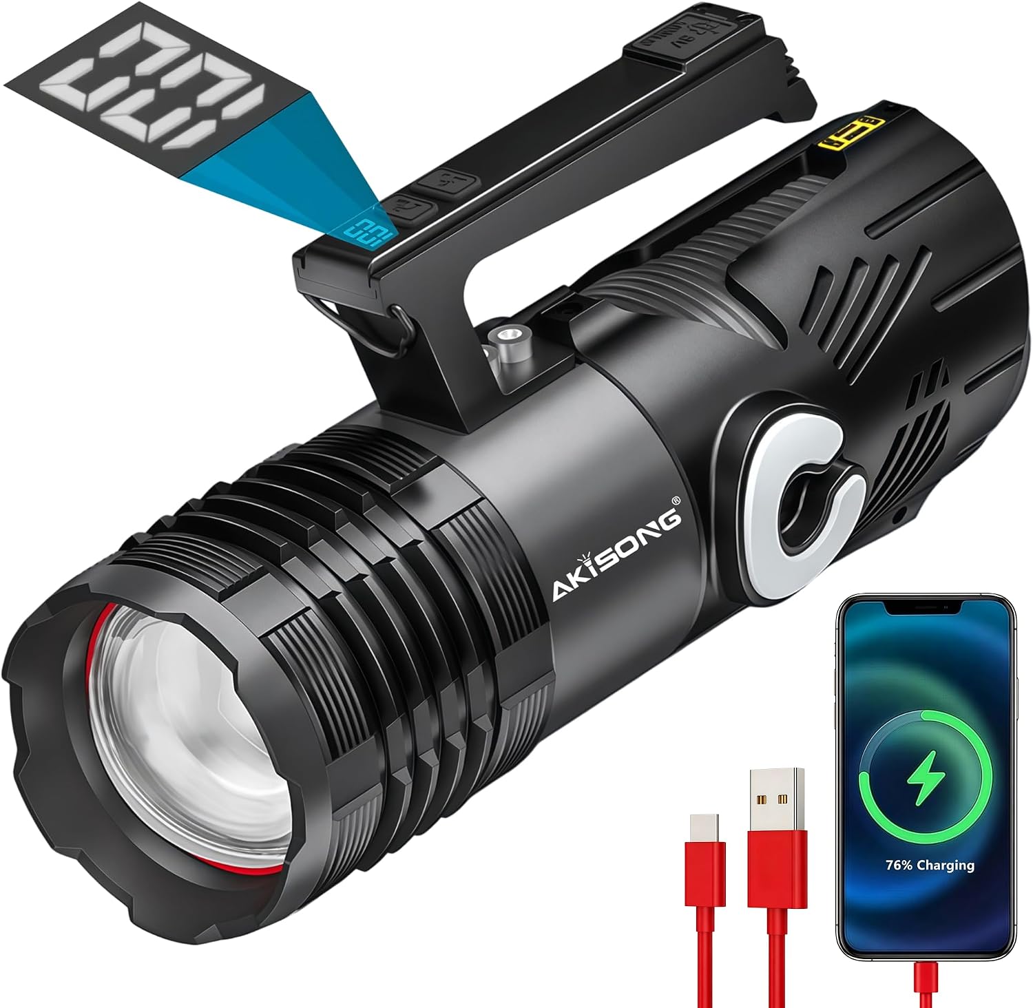 150W XHP360 Rechargeable Spotlight Flashlight