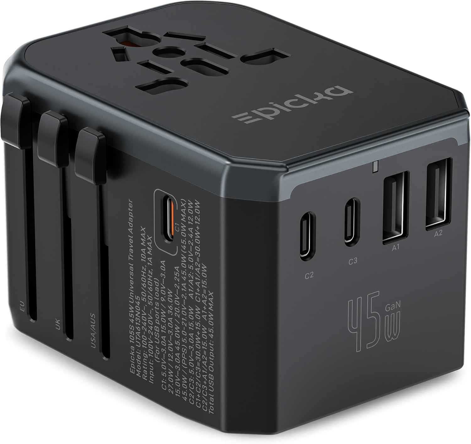 EPICKA Universal Travel Adapter GaN 45W