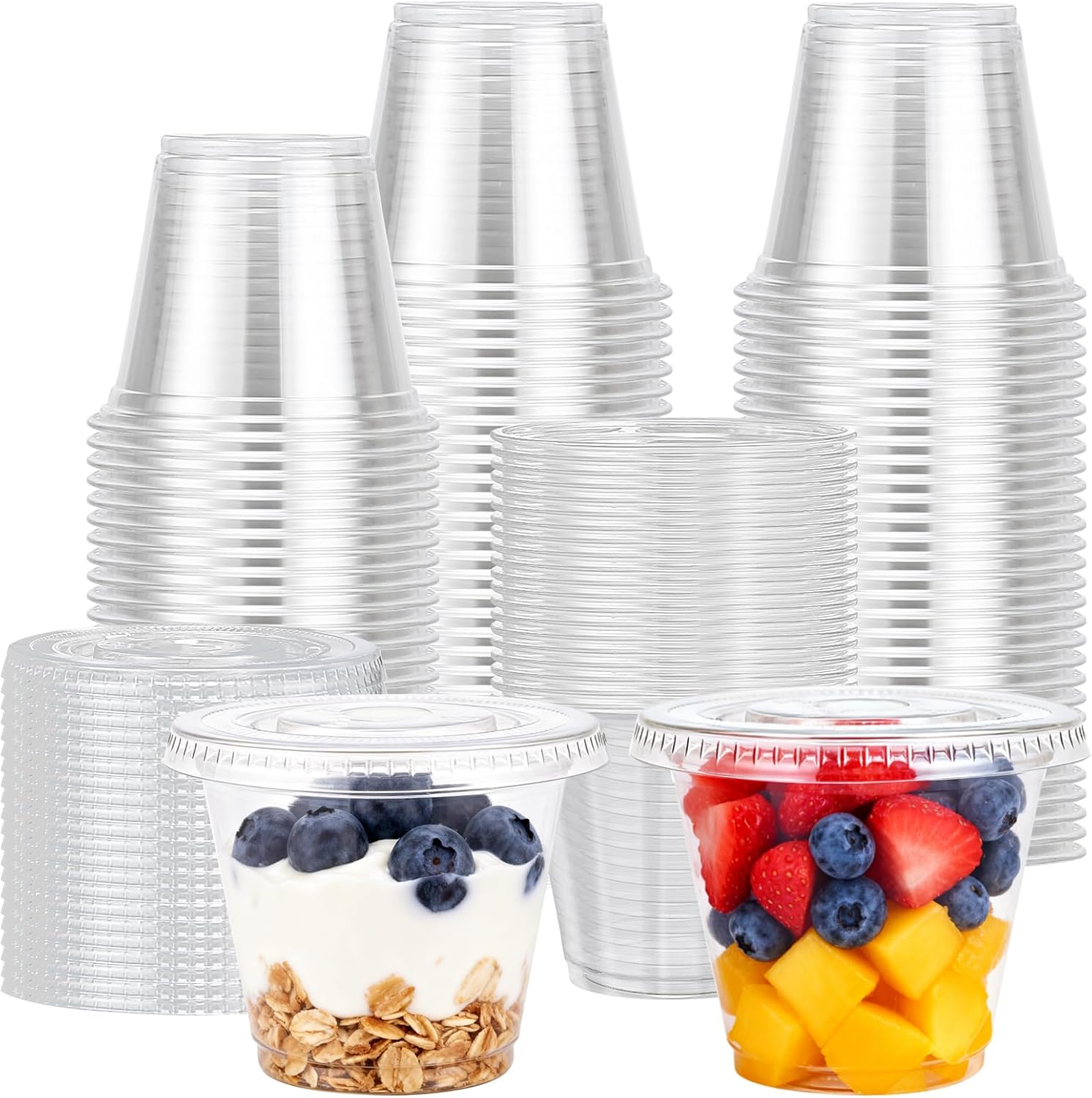 Lamosi Clear Plastic Cups with Lids