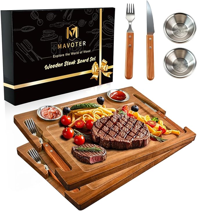 Mavoter Acacia Wood Steak Plates