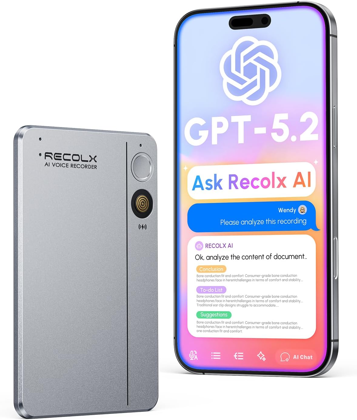 RECOLX AI Voice Recorder
