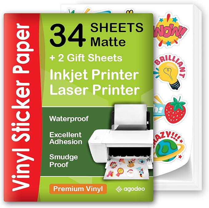 AgoDeo Printable Vinyl Sticker Paper