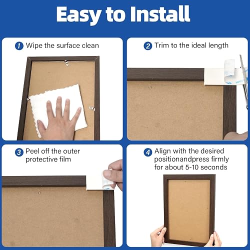 3M Double Sided Mounting Tape listing panel showing the four-step install process: clean, trim, peel, and press