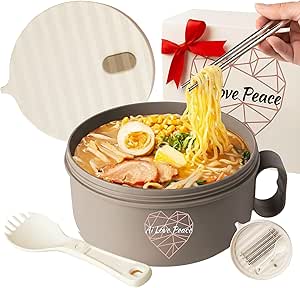 AI Love Peace 40oz Microwave Ramen Bowl Review: All-in-One Meal Prep Solution