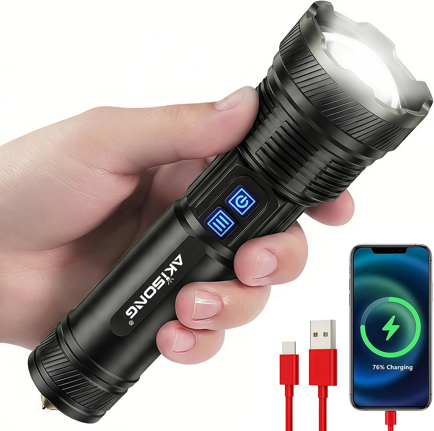 AKISONG 30W LEP Tactical Flashlight Review: 2,624ft Throw