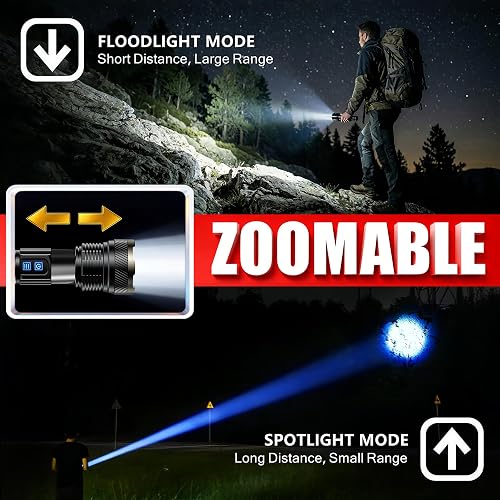AKISONG LEP flashlight showing the tail-cap glass breaker and USB charging port