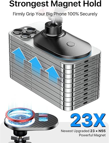 andobil MagSafe Car Mount Pro holding a stack of phones to illustrate its 23 N55 magnets