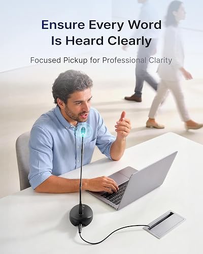 BOYA BY-GM18CU gooseneck microphone on a desk during a video call