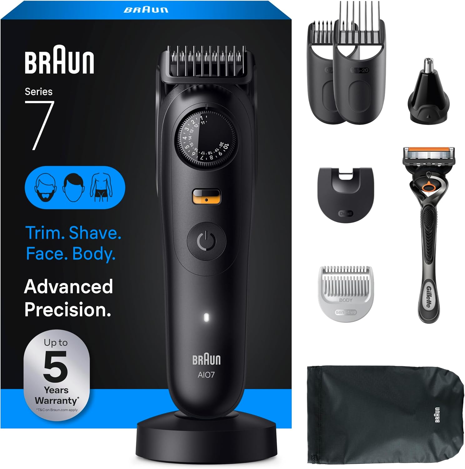 Braun Series 5 5471 attachments laid out