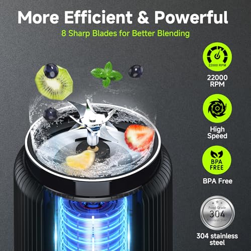 COKUNST portable blender on a kitchen counter with the LED display lit