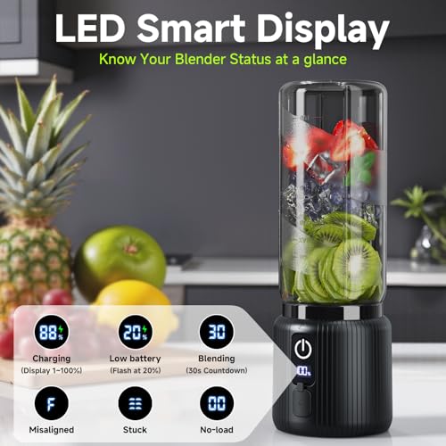 USB-C charging port and LED battery readout on the COKUNST blender base