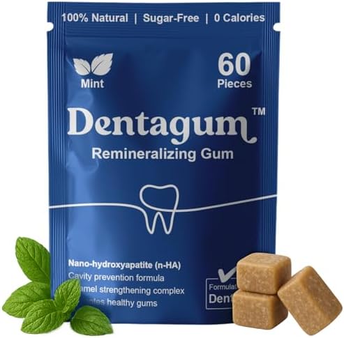Dentagum chewing gum pouch close-up with mint icon