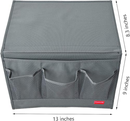 DuomiW bedside caddy dimension diagram showing the panel measuring 13 inches wide with an 8.3 inch board section and a 9 inch pocket section