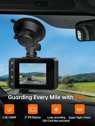 E-YEEGER S50 dash cam front and rear cameras with mounting hardware