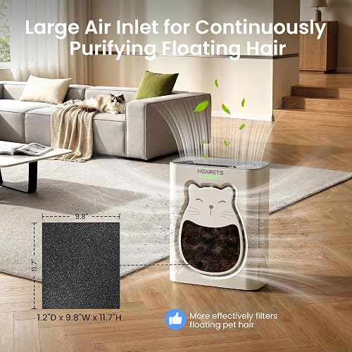 HEAPETS P365 wide cat-face air intake pulling in floating pet hair