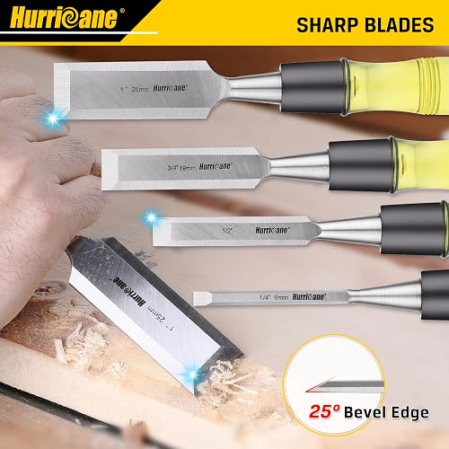 Hurricane chisel set product image showing the sharp blades and 25-degree beveled edge