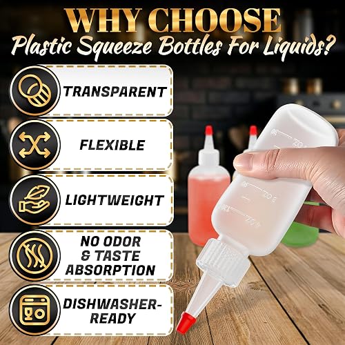 HYQO squeeze bottles being used to dispense sauce