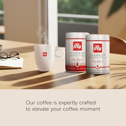 illy Classico Decaf whole bean coffee can and beans