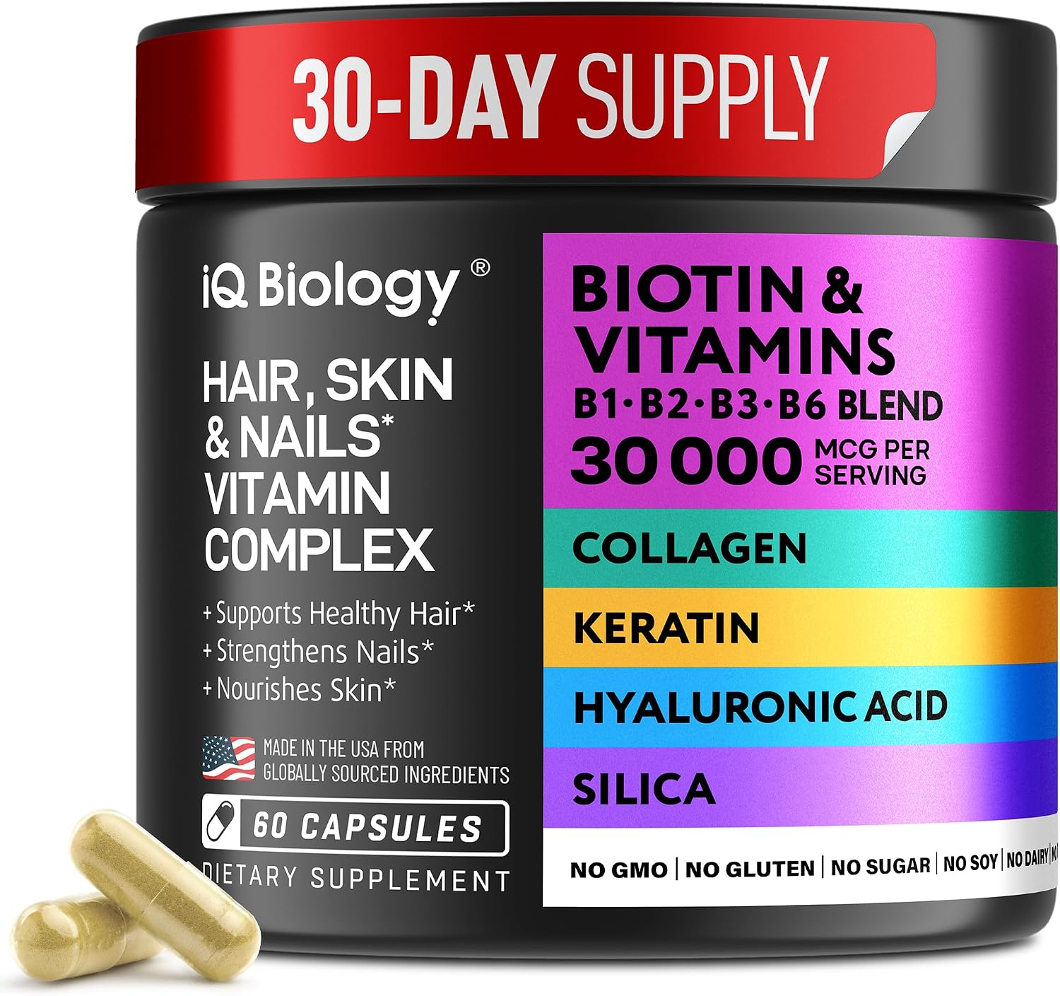 IQ Biology Biotin Collagen Keratin Review: Hair, Skin & Nails in One Capsule