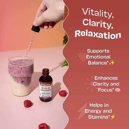 Drops of Nature KSM-66 Ashwagandha supplement facts panel listing the clean ingredient lineup
