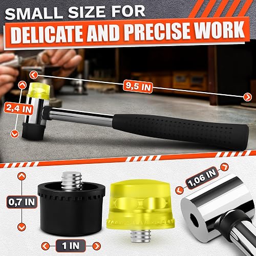 LEGLO small rubber mallet showing the soft rubber head on one side and the harder nylon face on the other