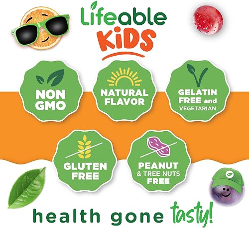 Lifeable Kids Iron Gummies bottle showing the 90-count grape formula