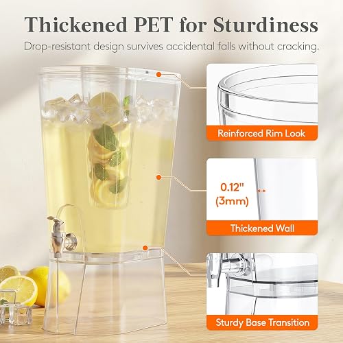 Cutaway detail of the Lifewit dispenser showing the reinforced rim and 0.12 inch thickened PET wall