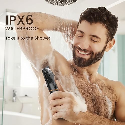 MAXGROOM body trimmer being used in the shower to show its IPX6 waterproof rating