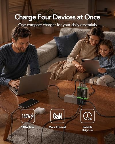 Mfish E-Rhino 140W charger showing its port layout