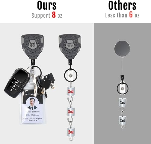 MNGARISTA badge reel with the ID strap and key ring attached