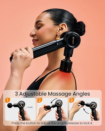 NAPRE Massage Gun with Heat and Cold shown with its carry case and six attachments