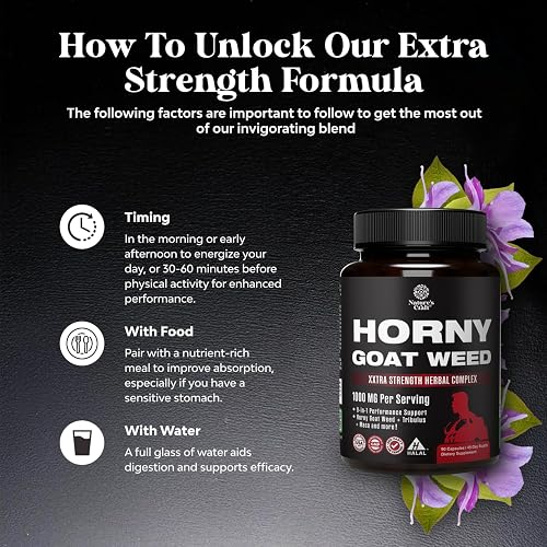 Natures Craft horny goat weed supplement bottle and dosage details