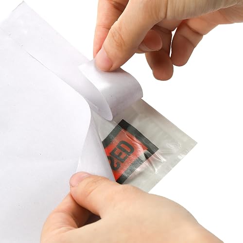 Stack of clear Nicunom shipping label sleeves from the 1000-pack