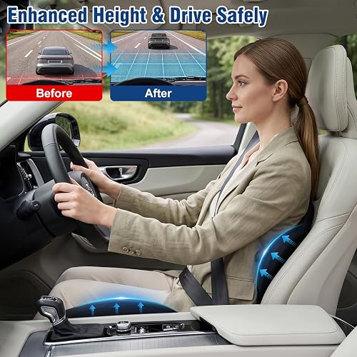 A driver sitting on the Nisuez cushion, which adds height for better road visibility