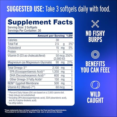 OceanBlue Omega-3 2100 with NEM bottle and joint support label