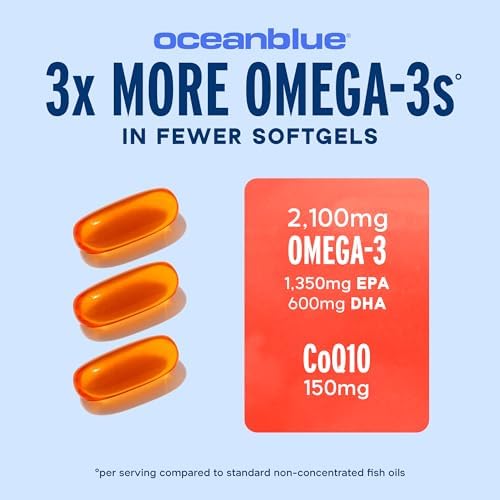 OceanBlue Omega-3 2100 with CoQ10 two-pack bottles