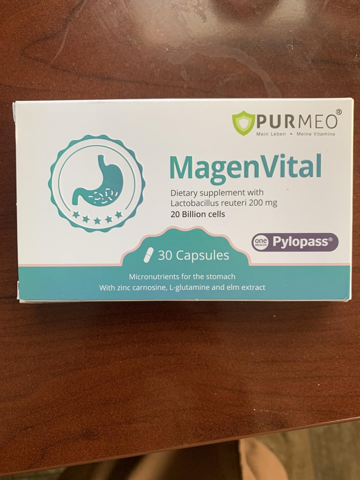 Purmeo MagenVital H. Pylori probiotic product showing foil packaging detail