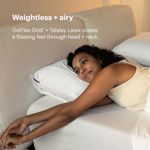 Woman sleeping on Purple Harmony Pillow showing weightless comfort