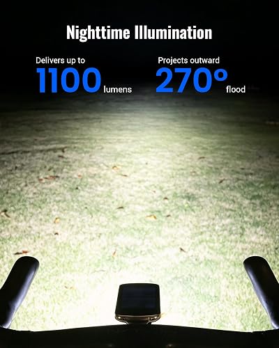 Customer photo of the RAVEMEN FR1100 SE mounted on the handlebars under a Garmin computer