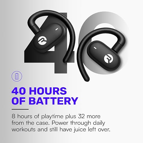 Raycon Fitness Open Ear Earbuds shown with the charging case and hook design