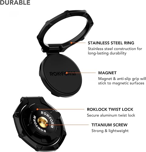 Rokform Sport Ring Grip V2 flipped open and used as a two-way phone kickstand in landscape orientation