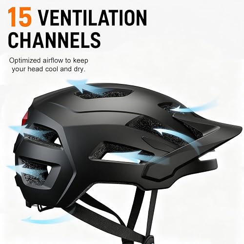 A verified buyer's photo of the helmet from the rear, showing the red LED strip and lower shell coverage