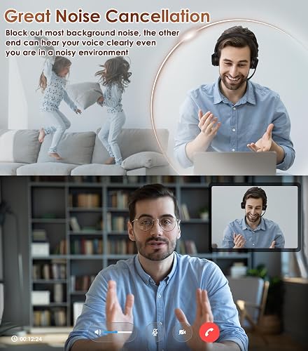 Soothielec KH53 feature graphic illustrating ENC microphone noise cancellation during a video call
