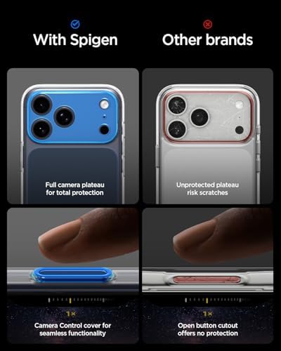 Spigen Ultra Hybrid T MagFit Camera Control cover and raised camera plateau