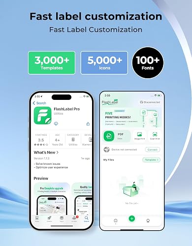 The SVANTTO label printer connected to a phone through the FlashLabel Pro app
