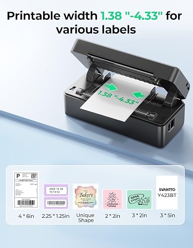 Close-up of a 4x6 shipping label printed by the SVANTTO Y42BT thermal printer