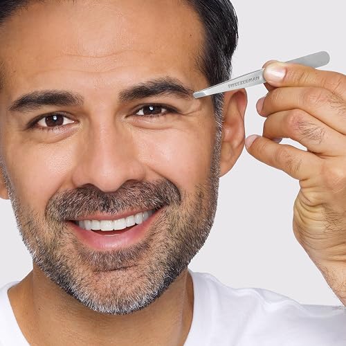 The Tweezerman stainless steel slant tweezer being used to shape an eyebrow