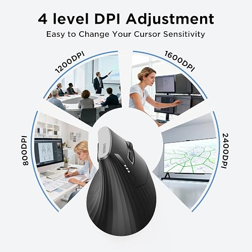 Uineer A06 four-level DPI diagram showing the 800, 1200, 1600, and 2400 settings